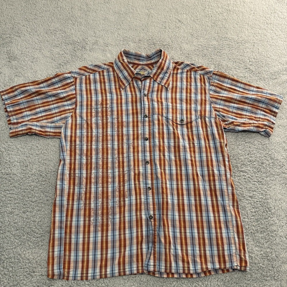Mountain Hardwear Shirt Mens Medium Short Sleeve Plaid Button Snap Shirt